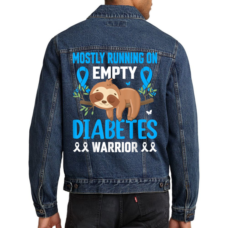 Funny Lazy Sloth Mostly Running On Empty Diabetes Warrior T Shirt Men Denim Jacket by cm-arts | Artistshot