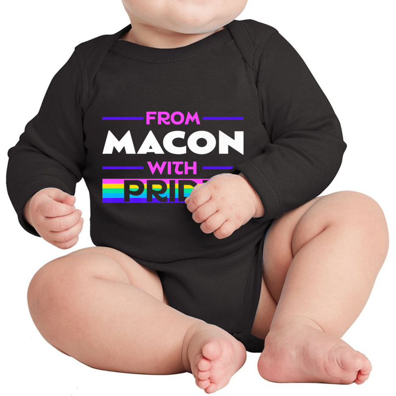 From Macon With Pride Lgbtq Sayings Lgbt Quotes Georgia Premium T Shir Long Sleeve Baby Bodysuit by cm-arts | Artistshot