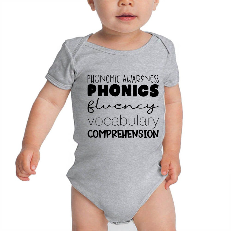 Phonemic Awareness Phonics Fluency Vocab Comprehension Sweatshirt Baby Bodysuit | Artistshot