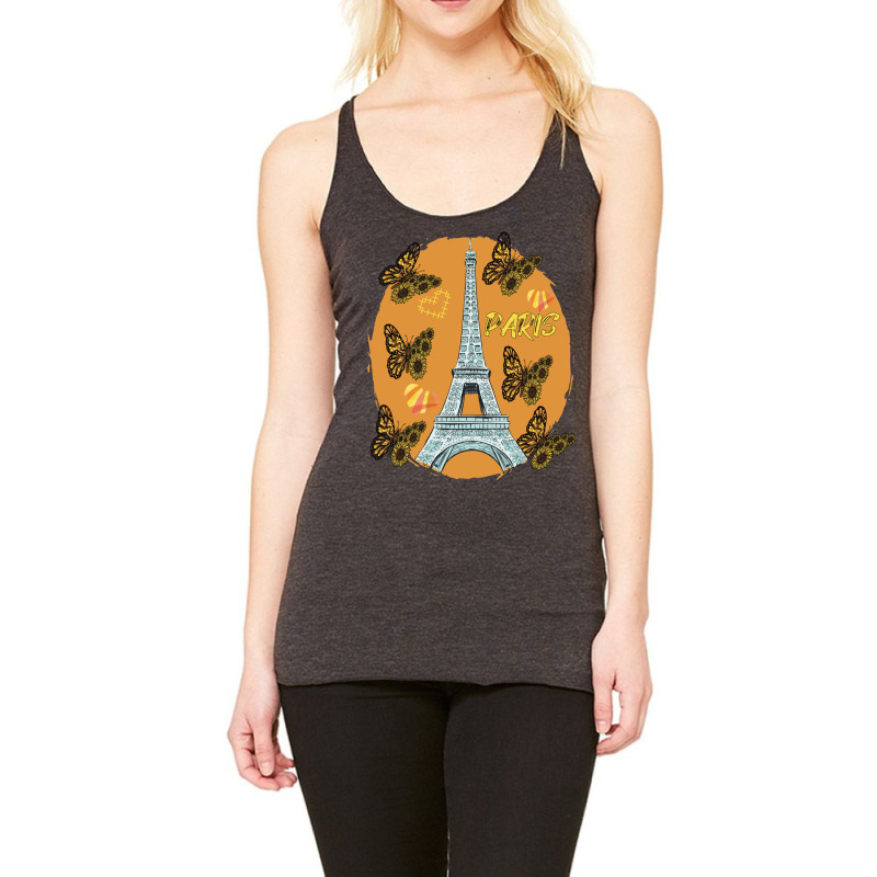 Love Paris Hearts Eiffel Tower Butterfly France Love French Long Sleev Racerback Tank by cm-arts | Artistshot