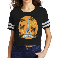 Love Paris Hearts Eiffel Tower Butterfly France Love French Long Sleev Scorecard Crop Tee | Artistshot