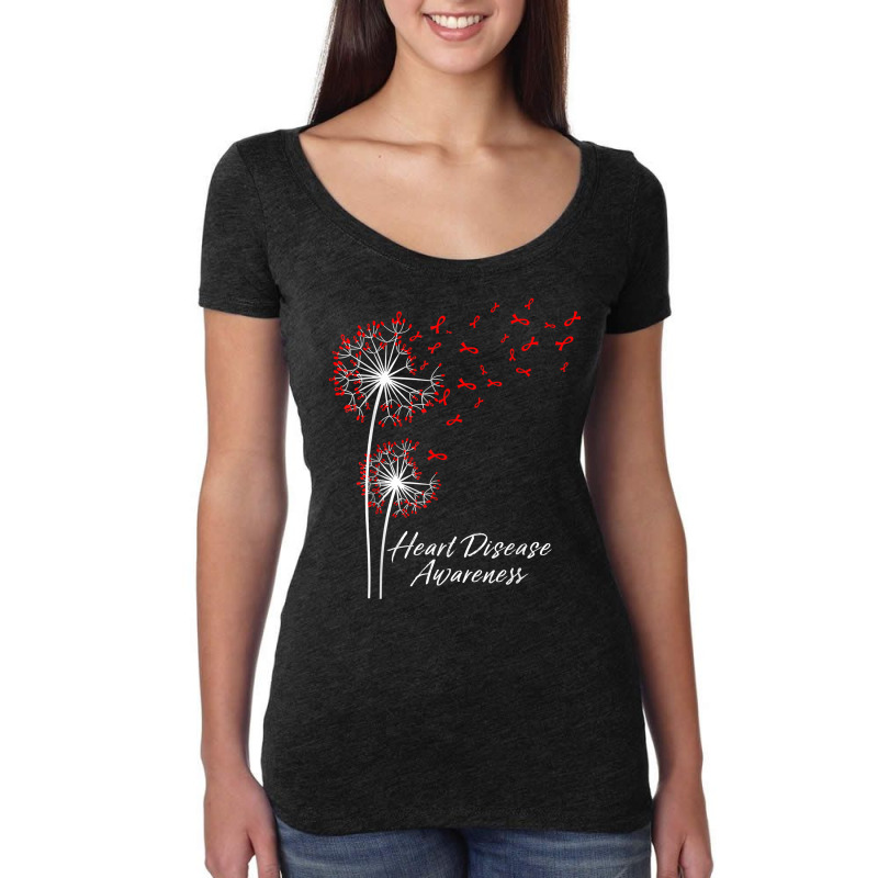 Dandelion Go Red Ribbon Heart Disease Awareness Month Women T Shirt Women's Triblend Scoop T-shirt by cm-arts | Artistshot