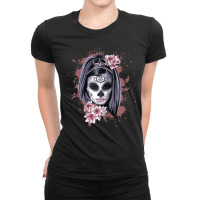 La Calavera Catrina Halloween Candy Sugar Skull Girl Raglan Baseball T Ladies Fitted T-shirt | Artistshot