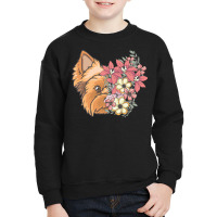 Yorkie T  Shirt Yorkshire Terrier With Flowers T  Shirt Youth Sweatshirt | Artistshot