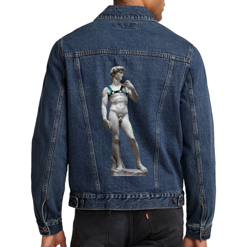 Michelangelo David Leather Harness Sculpture Art Male Statue Torso Men Denim Jacket | Artistshot