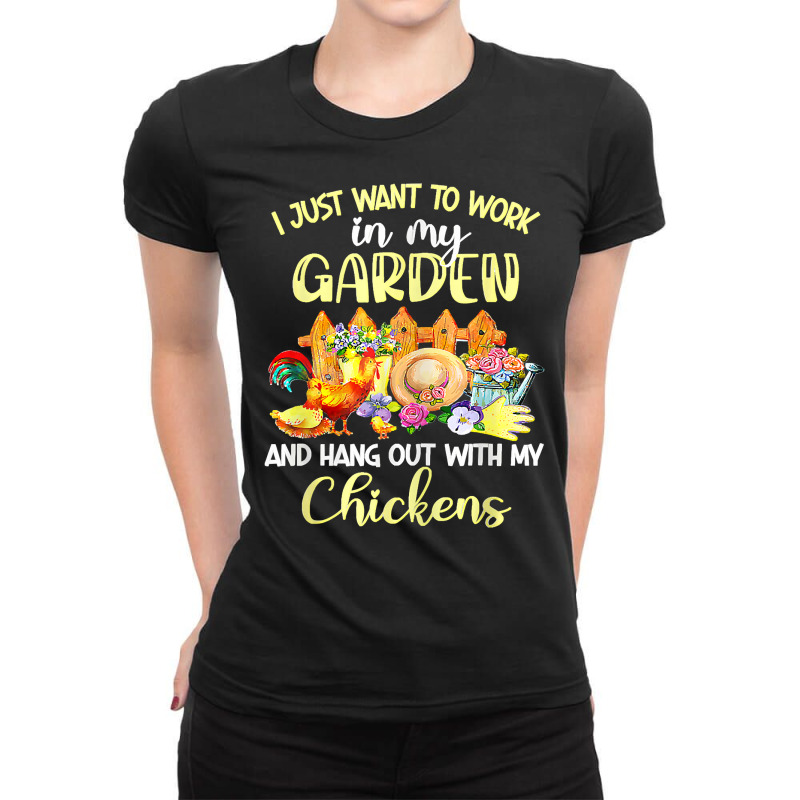 Chicken Chick Retro I Just Want To Work In 184 Rooster Hen Ladies Fitted T-Shirt by cm-arts | Artistshot