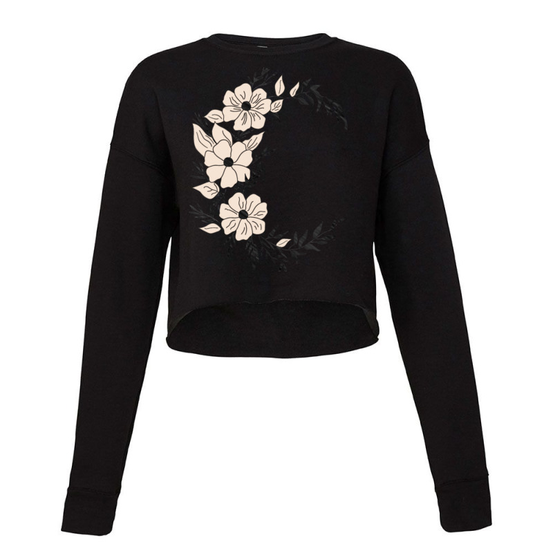 Moon Flowers Cropped Sweater by cm-arts | Artistshot