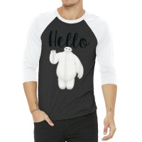 Funny Big Hero 6 Baymax Wave Hello Graphic 3/4 Sleeve Shirt | Artistshot