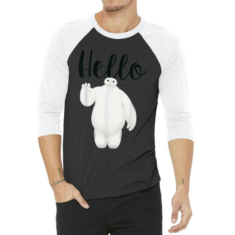 Funny Big Hero 6 Baymax Wave Hello Graphic 3/4 Sleeve Shirt | Artistshot