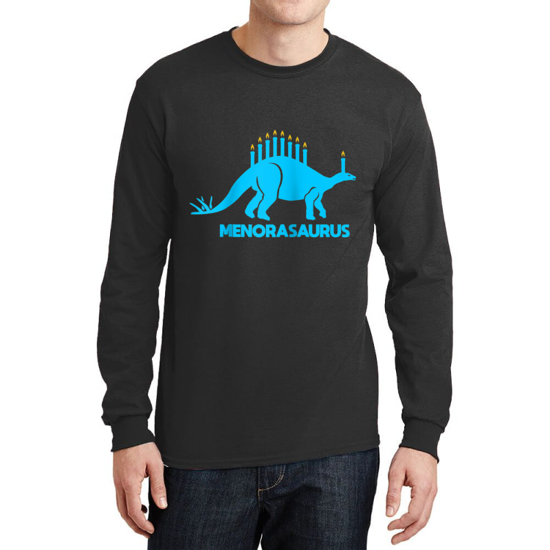 Funny Hanukkah Shirt Dinosaur Stegosaurus Dino Menorah Raglan Baseball Long Sleeve Shirts | Artistshot