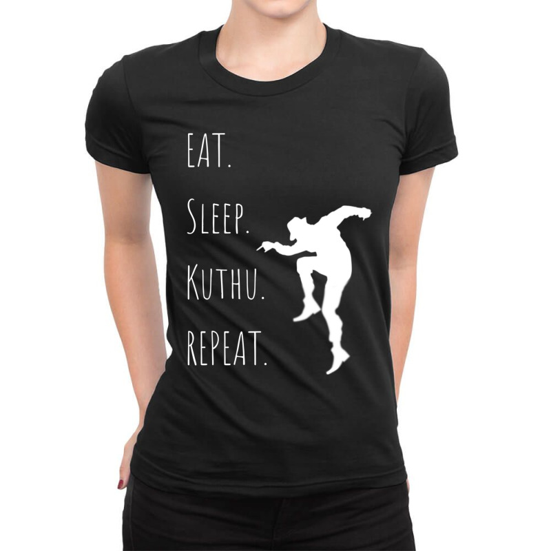 Tamil Design By Lungi Life. Eat.sleep.kuthu.repeat Ladies Fitted T-Shirt by cm-arts | Artistshot