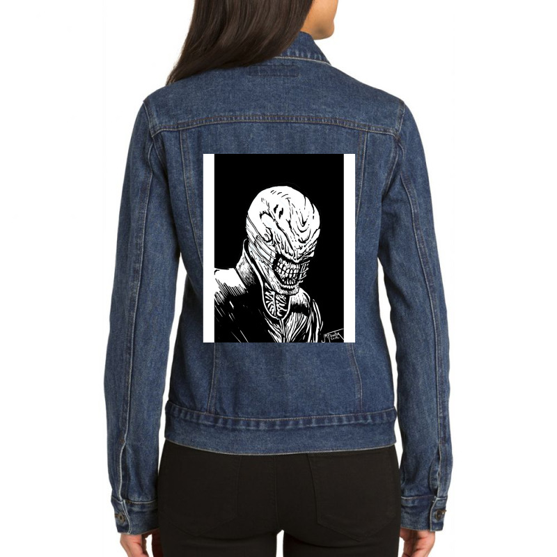 Hellraiser Cenobite Chatterer Graphic Ladies Denim Jacket by cm-arts | Artistshot