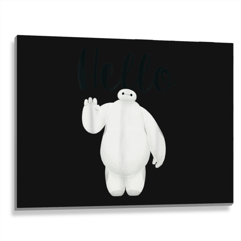 Funny Big Hero 6 Baymax Hello Wave Graphic Metal Print Horizontal | Artistshot