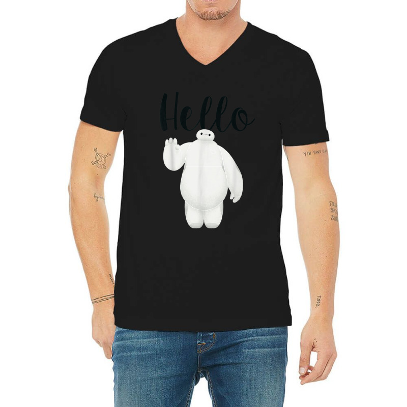 Funny Big Hero 6 Baymax Hello Wave Graphic V-neck Tee | Artistshot