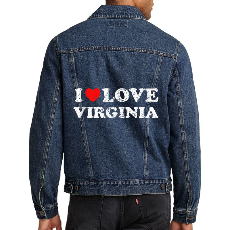 Distressed Grunge Worn Out Style I Love Virginia Tank Top Men Denim Jacket | Artistshot