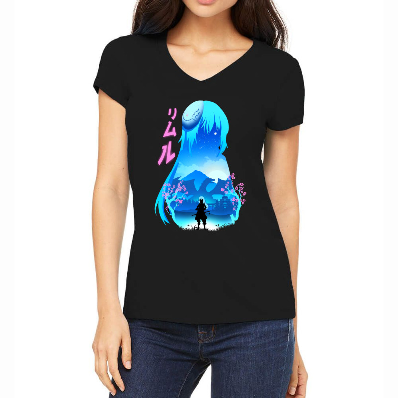 Rimuru Tempest Shadow And Cherry Blossom   -that Time I Got Reincarnat Women's V-Neck T-Shirt by cm-arts | Artistshot