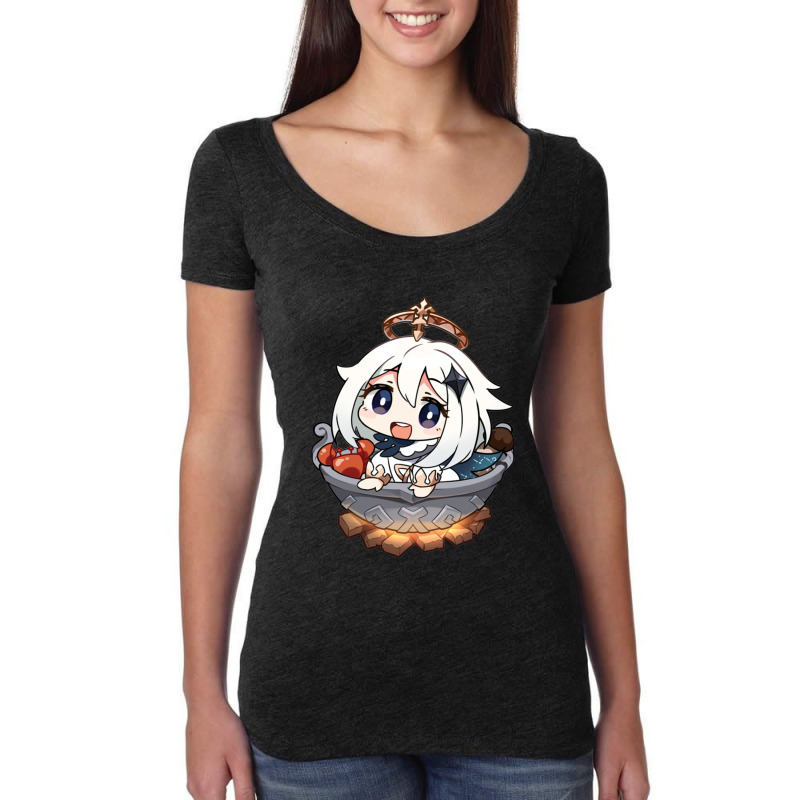 Cartoon Genshin Girl Women's Triblend Scoop T-shirt | Artistshot