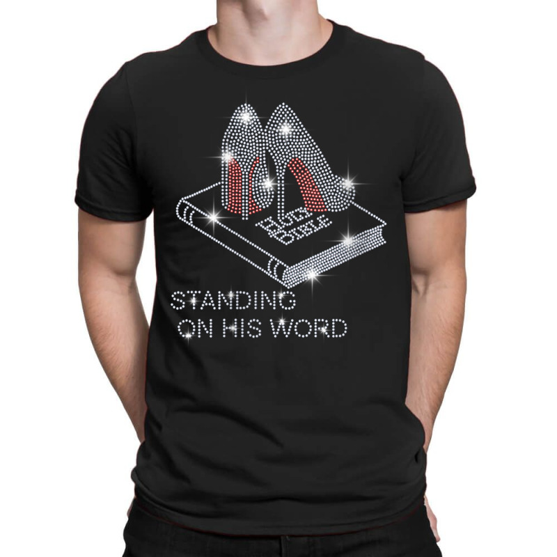 Womens Stand On His Word Bible Christian Bling Rhinestone Tee V Neck T T-Shirt by cm-arts | Artistshot