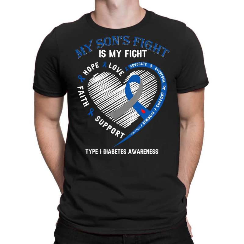 T1d Mom Dad Parents My Son's Fight Type 1 Diabetes Awareness Long Slee T-Shirt by cm-arts | Artistshot