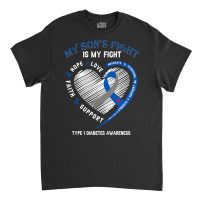 T1d Mom Dad Parents My Son's Fight Type 1 Diabetes Awareness Long Slee Classic T-shirt | Artistshot