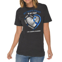 T1d Mom Dad Parents My Son's Fight Type 1 Diabetes Awareness Long Slee Vintage T-shirt | Artistshot