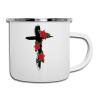 Red Vine Roses Cross Camper Cup | Artistshot