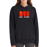 Retro Best Pop Ever China Flag Distressed Father's Day Vintage Hoodie | Artistshot