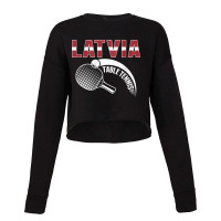 Latvia Table Tennis Lovers Latvian Ping Pong Team Supporter Raglan Bas Cropped Sweater | Artistshot