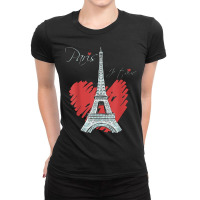 I Love Paris Eiffel Tower French Souvenir France Parisian T Shirt Ladies Fitted T-shirt | Artistshot