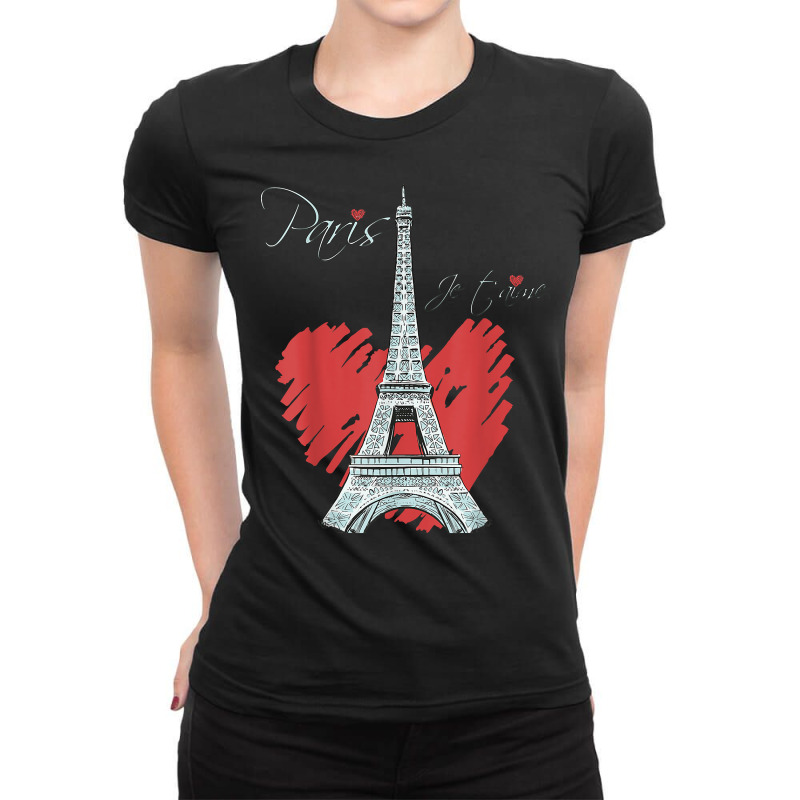 I Love Paris Eiffel Tower French Souvenir France Parisian T Shirt Ladies Fitted T-Shirt by cm-arts | Artistshot