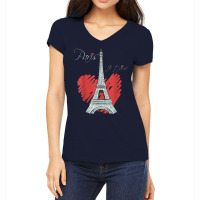 I Love Paris Eiffel Tower French Souvenir France Parisian T Shirt Women's V-neck T-shirt | Artistshot