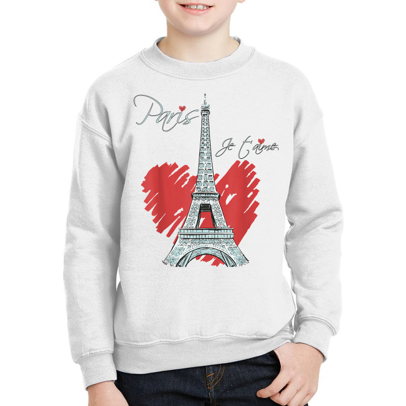 I Love Paris Eiffel Tower French Souvenir France Parisian T Shirt Youth Sweatshirt by cm-arts | Artistshot