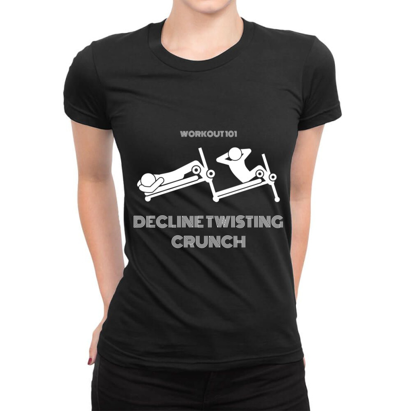 Decline Twisting Crunch (workout 101) Ladies Fitted T-Shirt by cm-arts | Artistshot