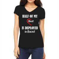 Deployment Half Of My Heart Is Deployed In Kuwait Women's V-neck T-shirt | Artistshot