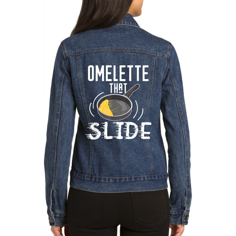 Omelette That Slide Funny Breakfast Egg Pun Ladies Denim Jacket by KaseyReyes | Artistshot