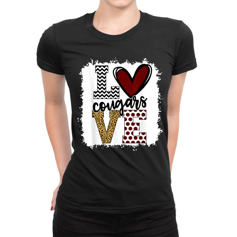 Cougars Mascot Love School Spirit Fantastic Gifts Ladies Fitted T-Shirt by ZaraGross | Artistshot