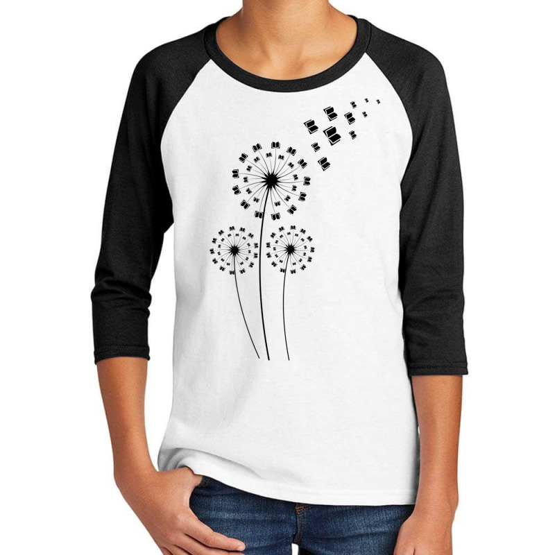 Dandelion Books Gift For Reading Lover T Shirt Youth 3/4 Sleeve by buske | Artistshot