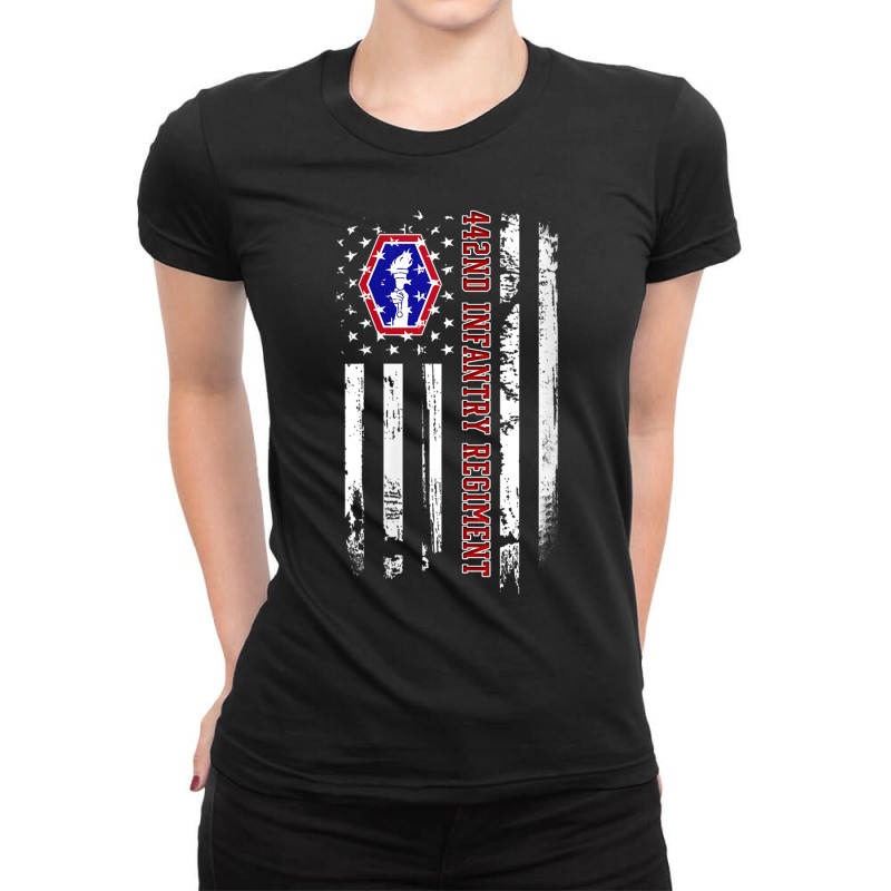 Womens 442nd Infantry Regiment Veteran Usa Flag Veterans Day Xmas V Ne Ladies Fitted T-Shirt by cm-arts | Artistshot