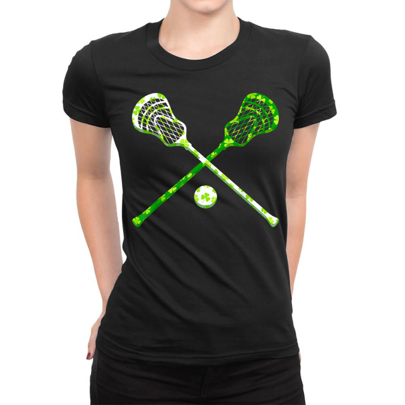 Funny Lacrosse St Patricks Day Boys Men Shamrock Ball T Shirt Ladies Fitted T-Shirt by buske | Artistshot