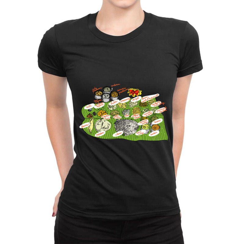 Happpy Onam Sadya Banana Leaf Ladies Fitted T-Shirt by cm-arts | Artistshot