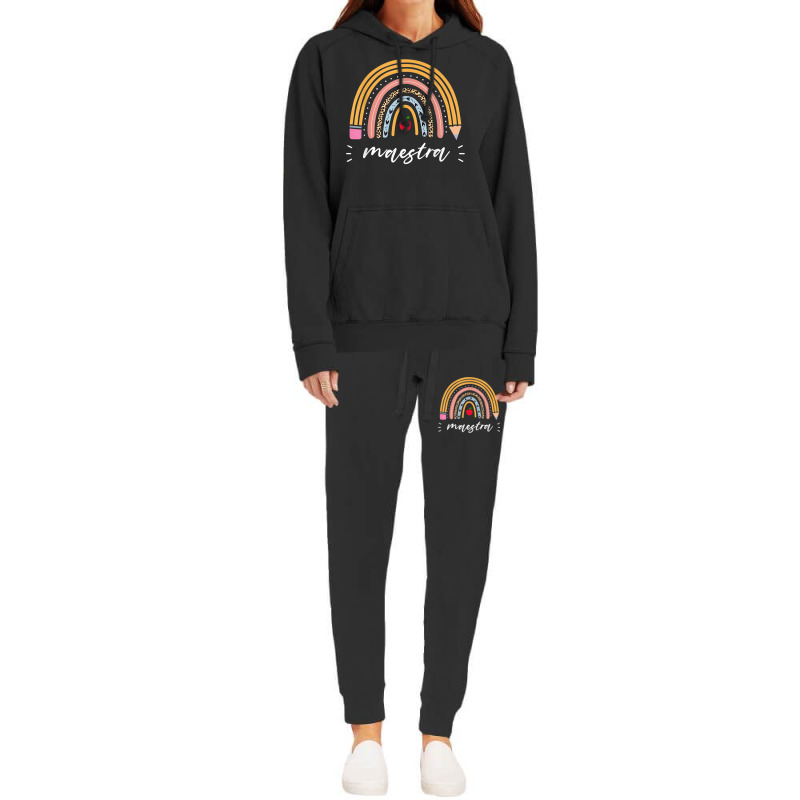 Maestra Bilingual Leopard Rainbow Regalos Spanish Teacher Hoodie & Jogger set by CassieKim | Artistshot