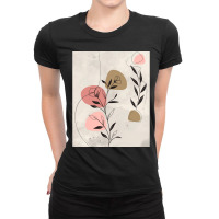 Minimal Nature Line Art  Abstract Flowers Graphic Ladies Fitted T-shirt | Artistshot