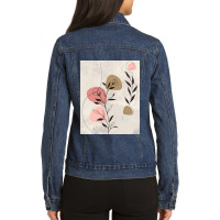 Minimal Nature Line Art  Abstract Flowers Graphic Ladies Denim Jacket | Artistshot