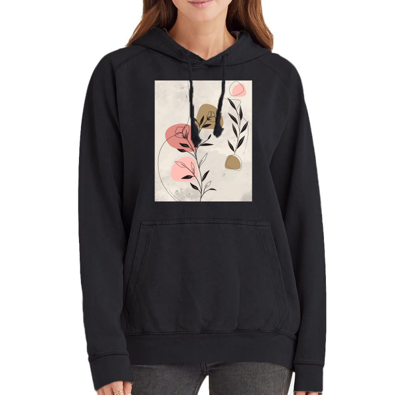 Minimal Nature Line Art  Abstract Flowers Graphic Vintage Hoodie by cm-arts | Artistshot