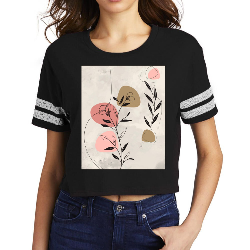 Minimal Nature Line Art  Abstract Flowers Graphic Scorecard Crop Tee by cm-arts | Artistshot