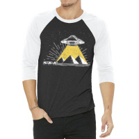 Ufo Alien Abduction Pyramids Ancient Egypt Camels Science 3/4 Sleeve Shirt | Artistshot