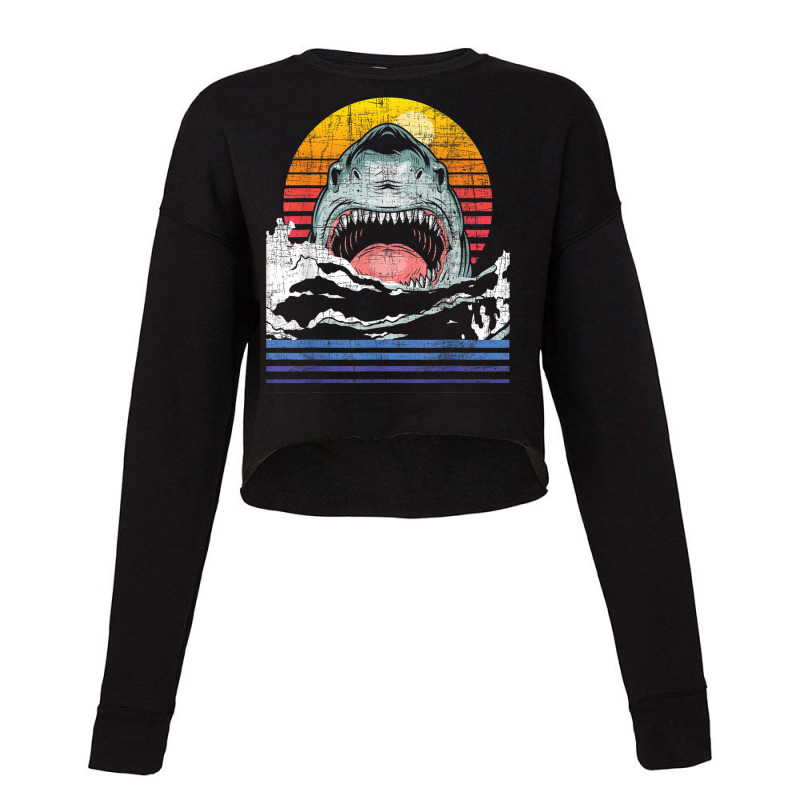 Retro Vintage Shark  Marine Biologist Wildlife Shark Lovers Cropped Sweater by JohannaMay | Artistshot