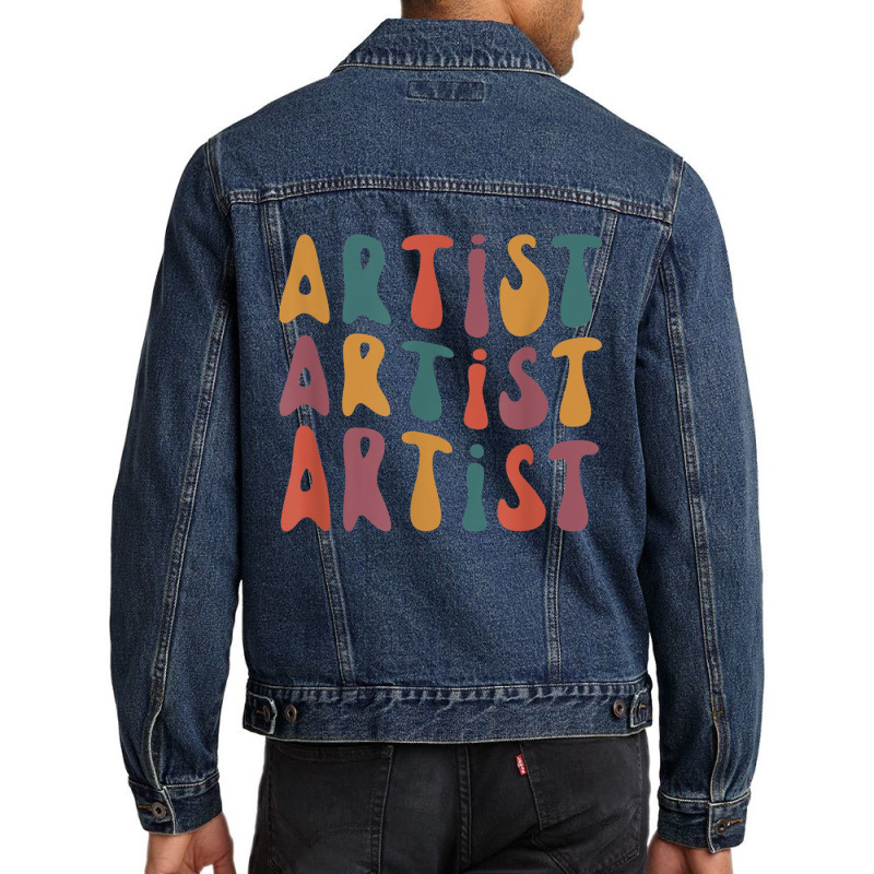 Artist Groovy Retro Colorful Design Graphic Artist Artistic Men Denim Jacket | Artistshot