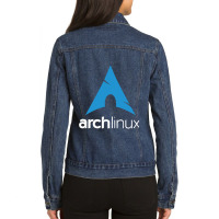 Dark Color Arch Linux Ladies Denim Jacket | Artistshot