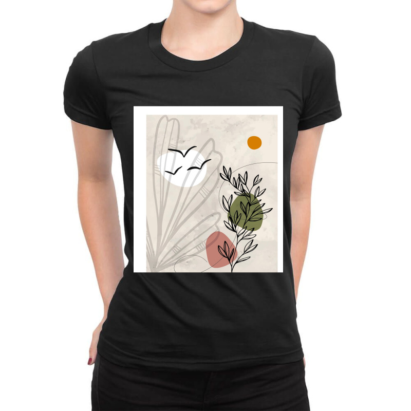 Modern Minimal Nature Line Art Sleeveless Ladies Fitted T-Shirt by cm-arts | Artistshot